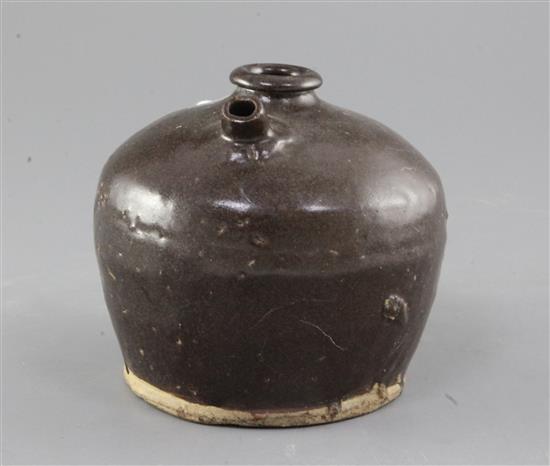 A Chinese Henan brown glazed stoneware oil jar, Song dynasty height 12.5cm